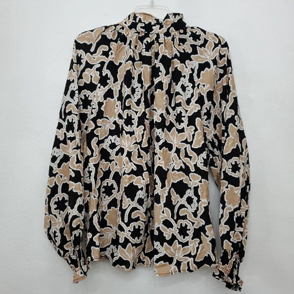 TWRHLL by Christie Brinkley Smocked Button-down Floral Blouse Size 1X - Picture 4 of 11